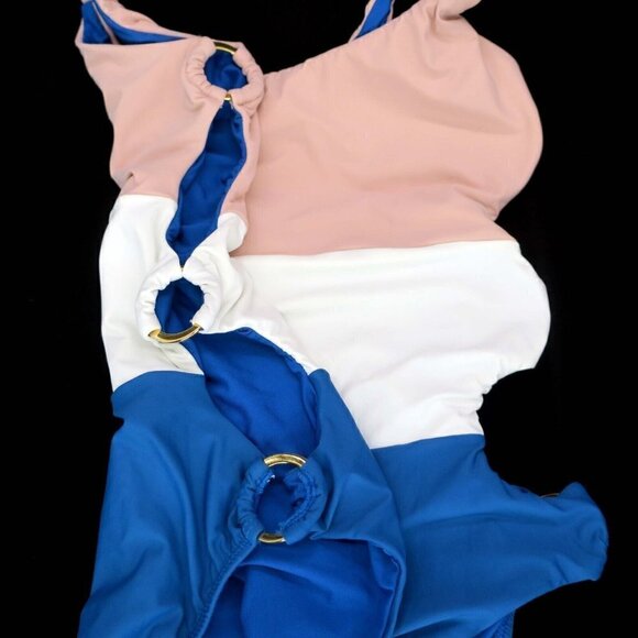 NWT PilyQ PQ Colorblock Island Ring Side One Piece Bathing Swimsuit $134 Small - Picture 4 of 6